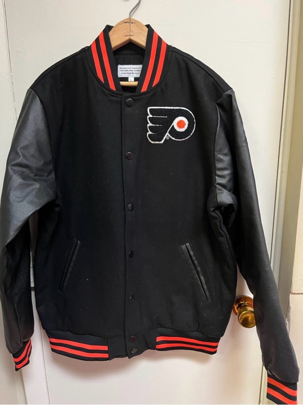 Flyers Black & Orange Varsity-Style Men's Jacket